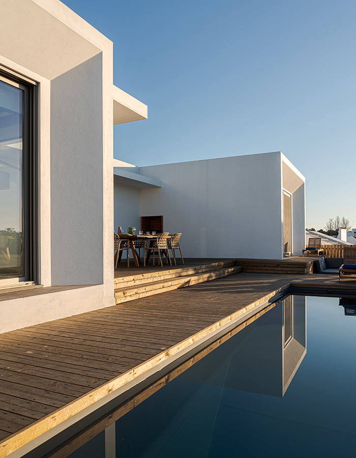 modern villa with pool and deck B3Q49VL